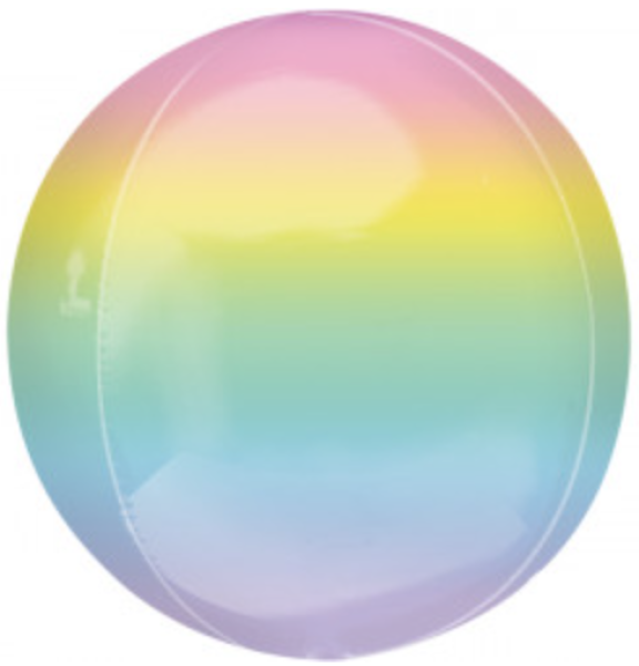 XL Folienballon Orbz - ​Kugel, regenbogenfarben, pastell - ø 40cm